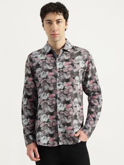 United Colors of Benetton - Men Grey Viscose Regular Fit Shirt