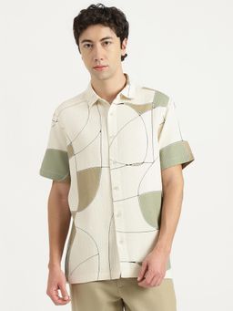 United Colors of Benetton - Men Off White Pure Cotton Relaxed Fit Shirt