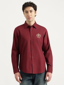 United Colors of Benetton - Men Red Pure Cotton Regular Fit Shirt