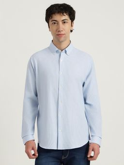 United Colors of Benetton - Men Blue Cotton Blend Regular Fit Shirt