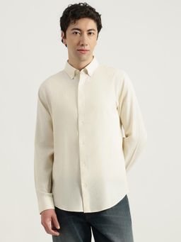 United Colors of Benetton - Men Beige Cotton Blend Regular Fit Shirt