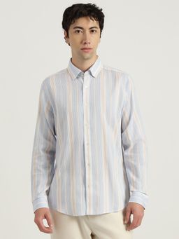 United Colors of Benetton - Men Blue Cotton Blend Regular Fit Shirt
