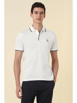 Allen Solly - Men White Cotton Regular Fit Polo T-shirt