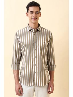 Allen Solly - Men Brown Cotton Slim Fit Shirt