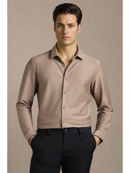 Louis Philippe - Men Brown Cotton Blend Regular Fit Shirt