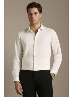 Louis Philippe - Men White Cotton Blend Regular Fit Shirt
