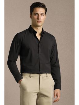 Louis Philippe - Men Black Polyester Blend Regular Fit Shirt
