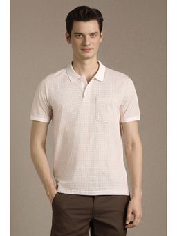 Louis Philippe - Men Pink Cotton Regular Fit Polo T-Shirt