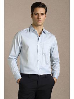 Louis Philippe - Men Blue Cotton Regular Fit Shirt