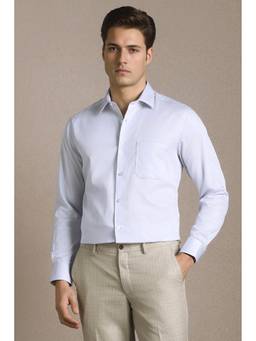 Louis Philippe - Men Blue Cotton Regular Fit Shirt
