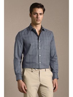 Louis Philippe - Men Blue Cotton Regular Fit Shirt