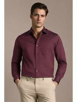 Louis Philippe - Men Maroon Cotton Regular Fit Shirt
