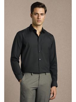 Louis Philippe - Men Black Cotton Blend Regular Fit Shirt
