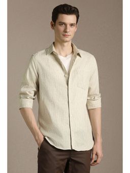 Louis Philippe - Men Beige Linen Blend Regular Fit Shirt