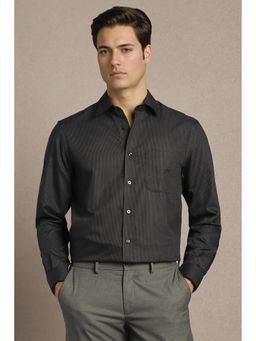 Louis Philippe - Men Black Cotton Regular Fit Shirt