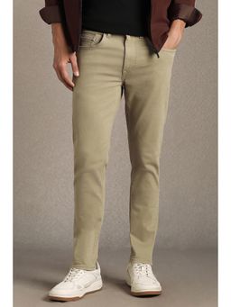 Louis Philippe - Men Beige Cotton Blend Regular Fit Jeans