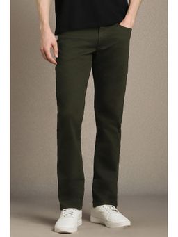 Louis Philippe - Men Olive Cotton Blend Slim Fit Jeans