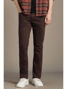 Louis Philippe - Men Brown Cotton Blend Slim Fit Jeans