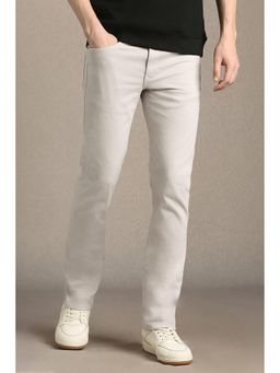 Louis Philippe - Men White Cotton Blend Slim Fit Jeans