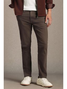 Louis Philippe - Men Brown Cotton Blend Regular Fit Jeans