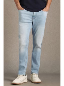 Louis Philippe - Men Blue Cotton Blend Regular Fit Jeans