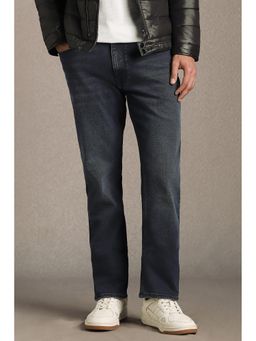 Louis Philippe - Men Navy Blue Cotton Blend Regular Fit Jeans