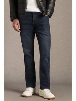 Louis Philippe - Men Navy Blue Cotton Blend Slim Fit Jeans