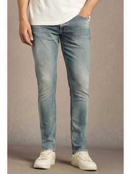 Louis Philippe - Men Blue Cotton Blend Slim Fit Jeans