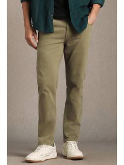 Louis Philippe - Men Khaki Cotton Blend Regular Fit Jeans