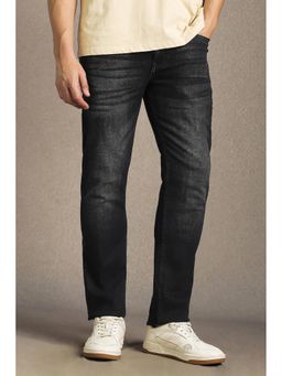 Louis Philippe - Men Black Cotton Blend Slim Fit Jeans