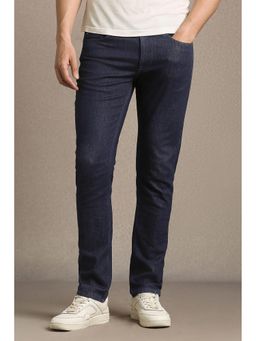Louis Philippe - Men Navy Blue Cotton Blend Slim Fit Jeans
