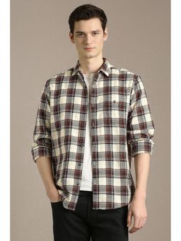 Louis Philippe - Men Beige Cotton Regular Fit Shirt