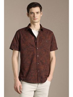 Louis Philippe - Men Brown Cotton Regular Fit Shirt