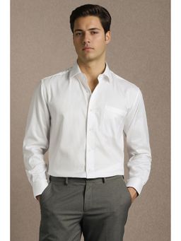 Louis Philippe - Men White Cotton Blend Regular Fit Shirt