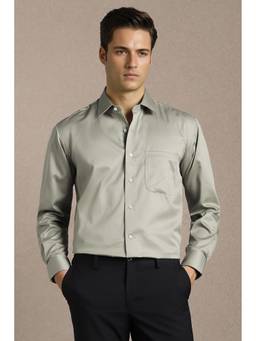 Louis Philippe - Men Olive Cotton Regular Fit Shirt