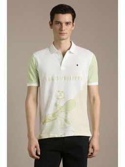 Louis Philippe - Men White Cotton Slim Fit Polo T-Shirt