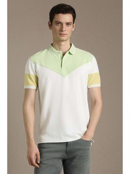 Louis Philippe - Men White Cotton Blend Slim Fit Polo T-Shirt