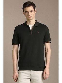 Louis Philippe - Men Black Cotton Blend Slim Fit Polo T-Shirt