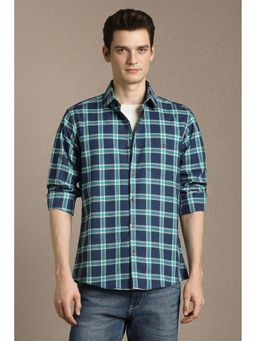 Louis Philippe - Men Blue Cotton Regular Fit Shirt