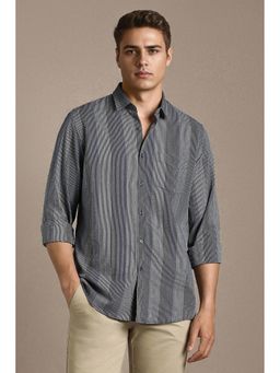 Louis Philippe - Men Grey Cotton Blend Regular Fit Shirt