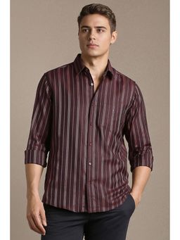 Louis Philippe - Men Maroon Cotton Regular Fit Shirt