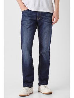 Peter England - Men Navy Blue Cotton Blend Regular Fit Jeans