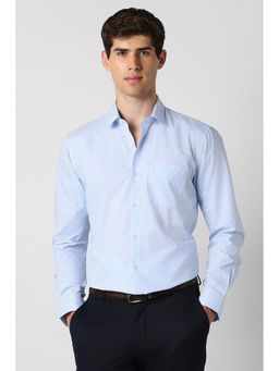 Peter England - Men Blue Cotton Regular Fit Shirt
