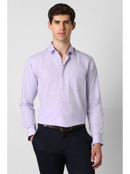 Peter England - Men Purple Cotton Blend Regular Fit Shirt
