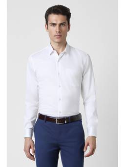 Peter England - Men White Cotton Regular Fit Shirt