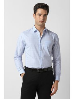 Peter England - Men Blue Cotton Blend Slim Fit Shirt