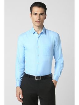 Peter England - Men Blue Cotton Blend Slim Fit Shirt