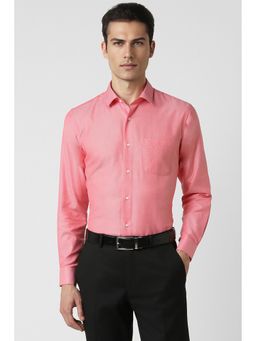 Peter England - Men Pink Cotton Blend Slim Fit Shirt