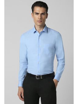 Peter England - Men Blue Cotton Blend Slim Fit Shirt