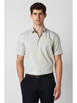 Peter England - Men Grey Cotton Regular Fit Shirt